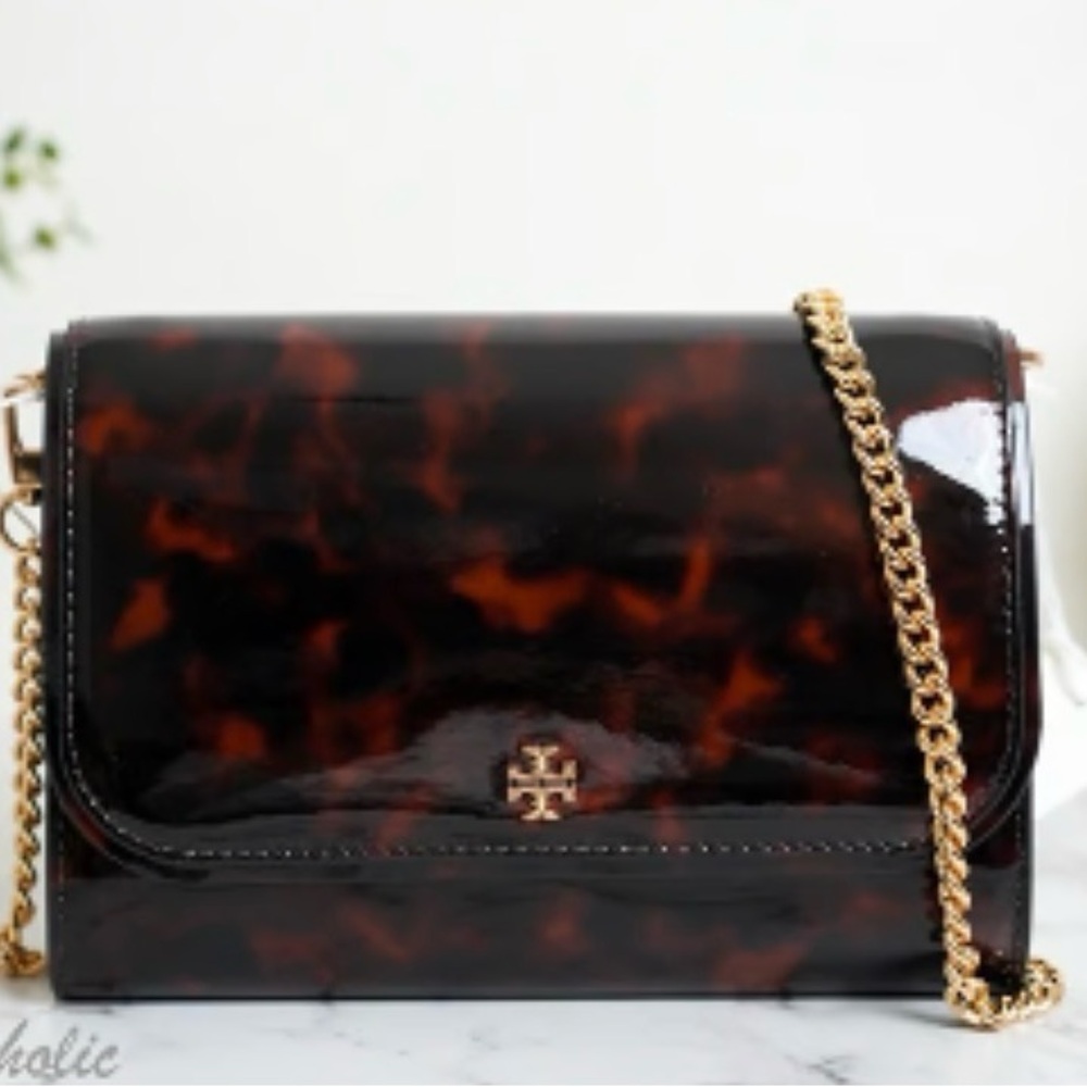 Tory Burch Tortoise Shell and Gold Crossbody Bag